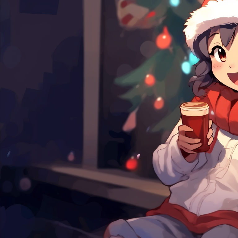 Two characters locking eyes under a snowfall, detailed backgrounds and soft shading. fun matching christmas discord server pfp pfp for discord.