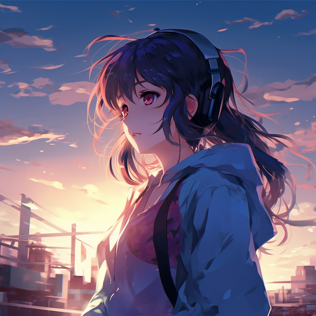 Close-up view of an anime girl with detailed eyes and vibrant hair. 4k anime girl profile picture