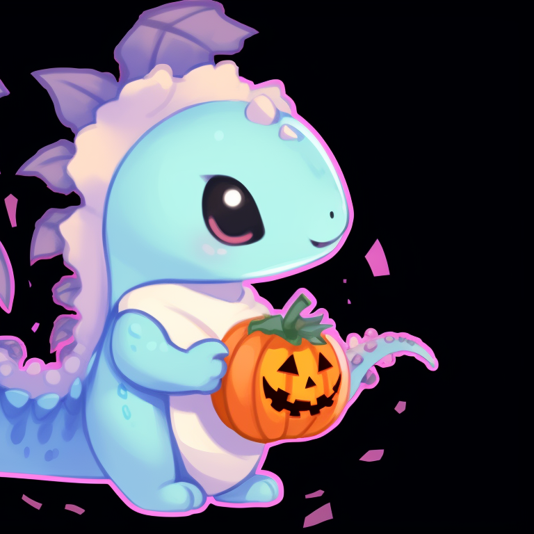 Two dinosaur characters dressed in ghost costumes, vibrant colors and expressive poses creative dino matching pfp halloween theme pfp for discord.
