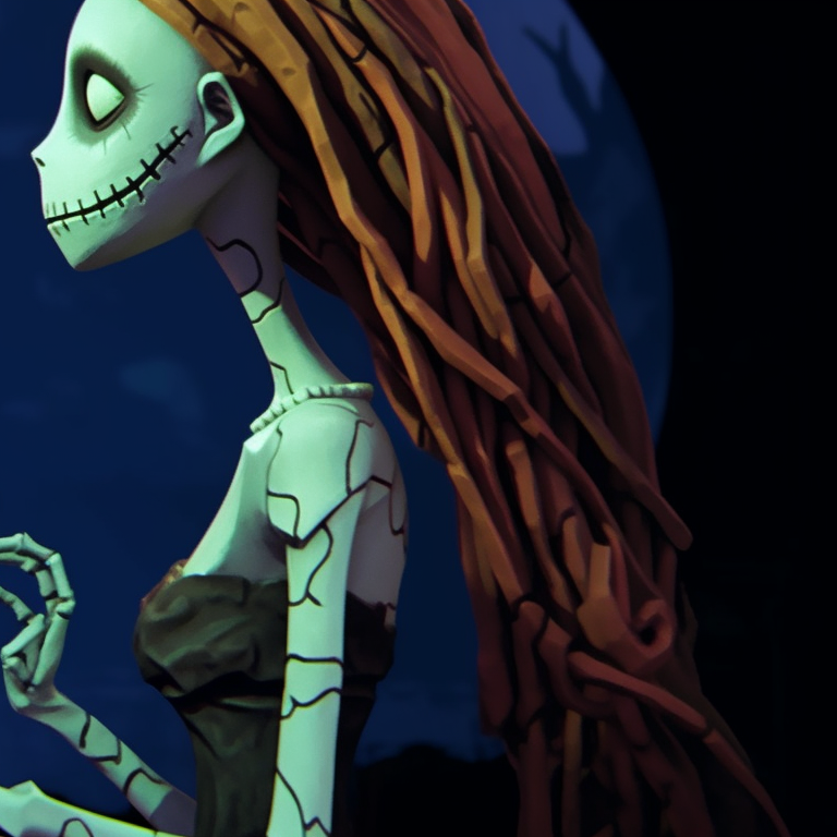 Profiles of two characters in the shadows, intricate patterns and a gothic aesthetic. creating matching pfp with nightmare before christmas halloween theme pfp for discord.