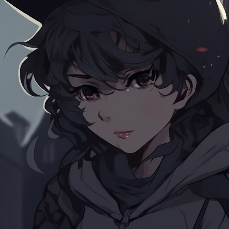 Two characters in gothic attire, dark and moody atmosphere with muted colors. best friend's matching pfp pfp for discord.