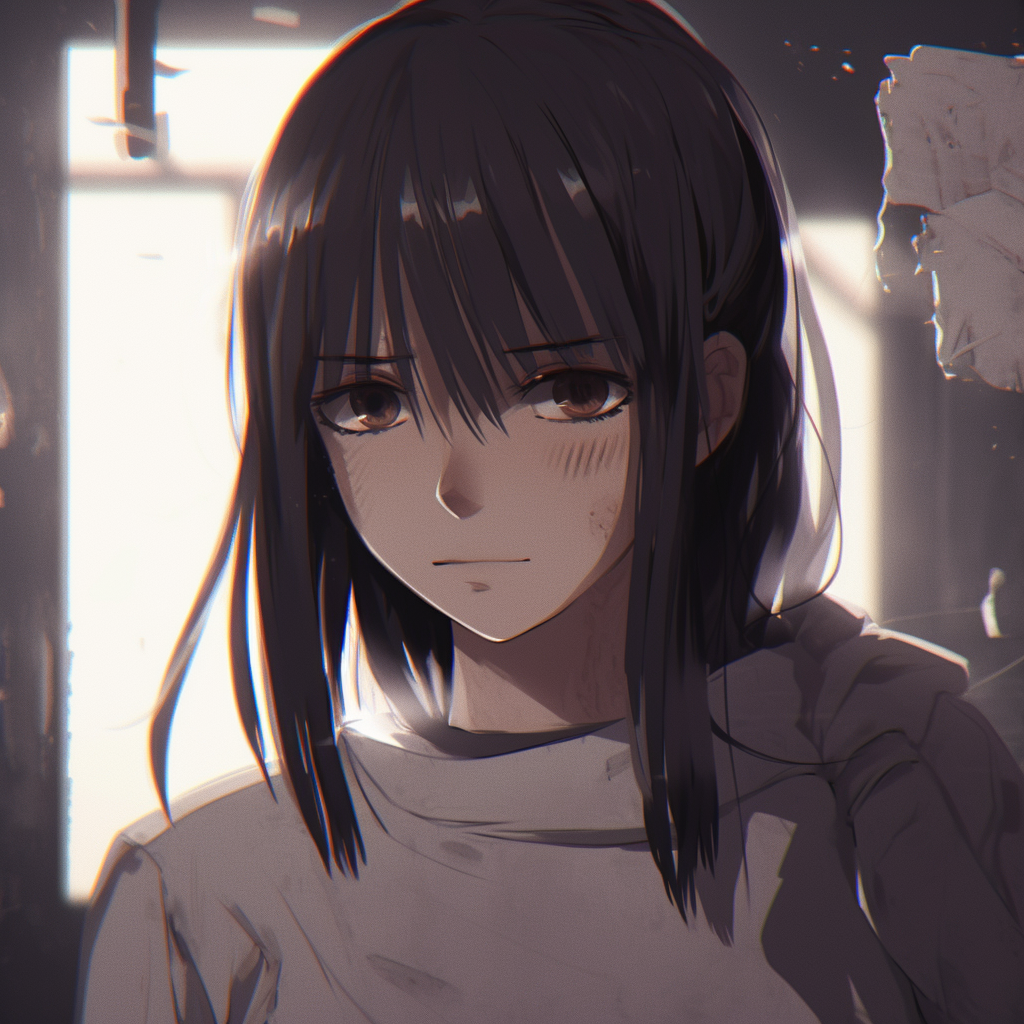 Mikasa Ackerman looking distressed, detailed linework and dark contrasting high-quality anime sad pfps
