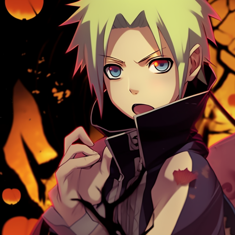 Naruto and Sasuke seemingly preparing for a Halloween skirmish, dynamic poses and dark moody colors. jinchuriki halloween match pfp with naruto & sasuke pfp for discord.