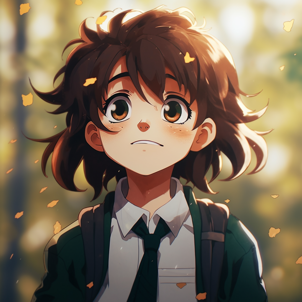 Deku in the heat of action, dynamic composition and confident pose. aesthetic cute anime pfp for boys pfp for discord.