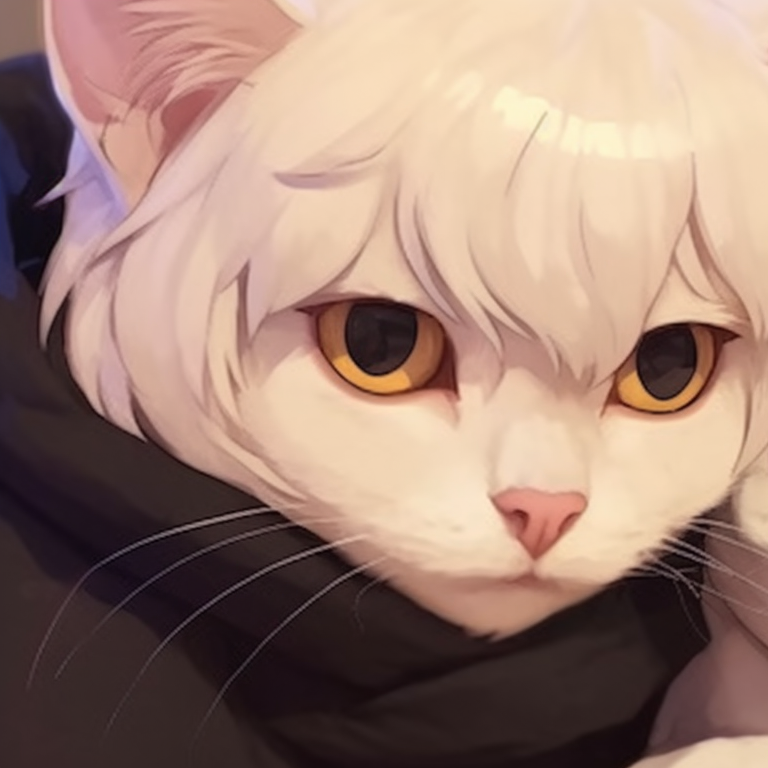 Two characters with intertwining tails, warm pastel background and soft expressions. boy and girl cat matching pfp pfp for discord.