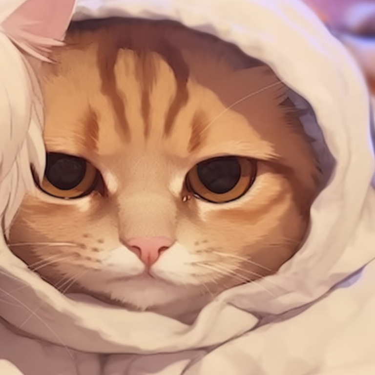 Two characters with intertwining tails, warm pastel background and soft expressions. boy and girl cat matching pfp pfp for discord.