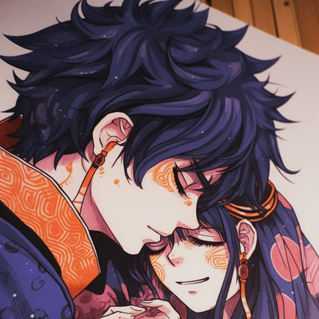 Softly intense stares shared between Naruto and Hinata, dynamic composition, and smooth shading. anime matching pfp for aspiring couples