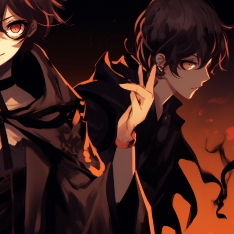 Five characters seemingly materializing from smoke, cool tones and airbrushed shadows. perfect halloween matching pfp for group of 5 pfp for discord.