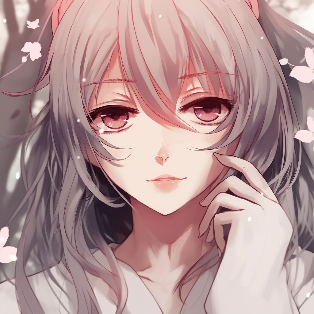 White-haired anime character, striking contrasts and simple color palette. aesthetic white anime pfp