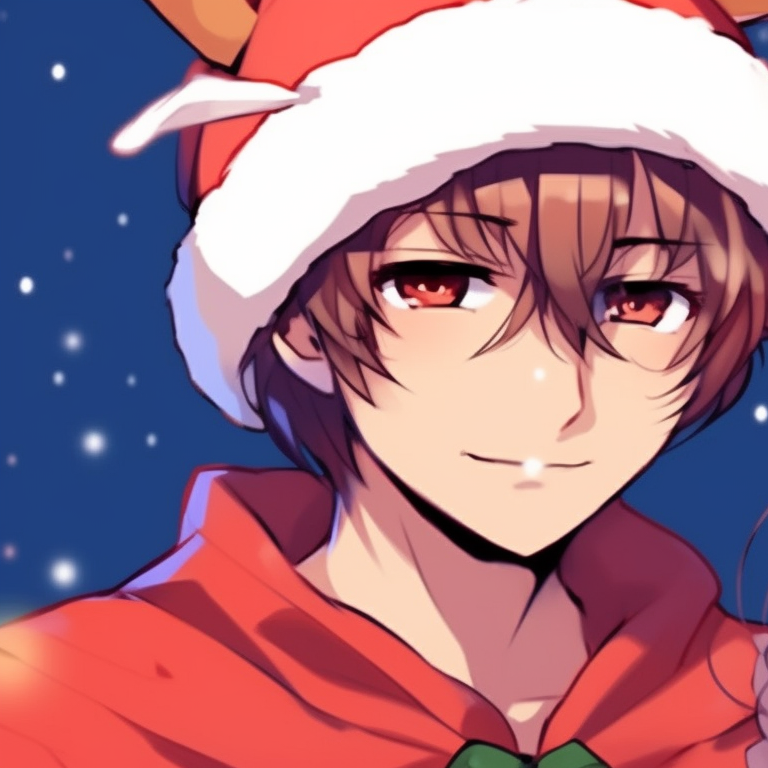 Two characters holding a Christmas star, tender expressions and serene backdrop. matching cool christmas pfp ideas pfp for discord.