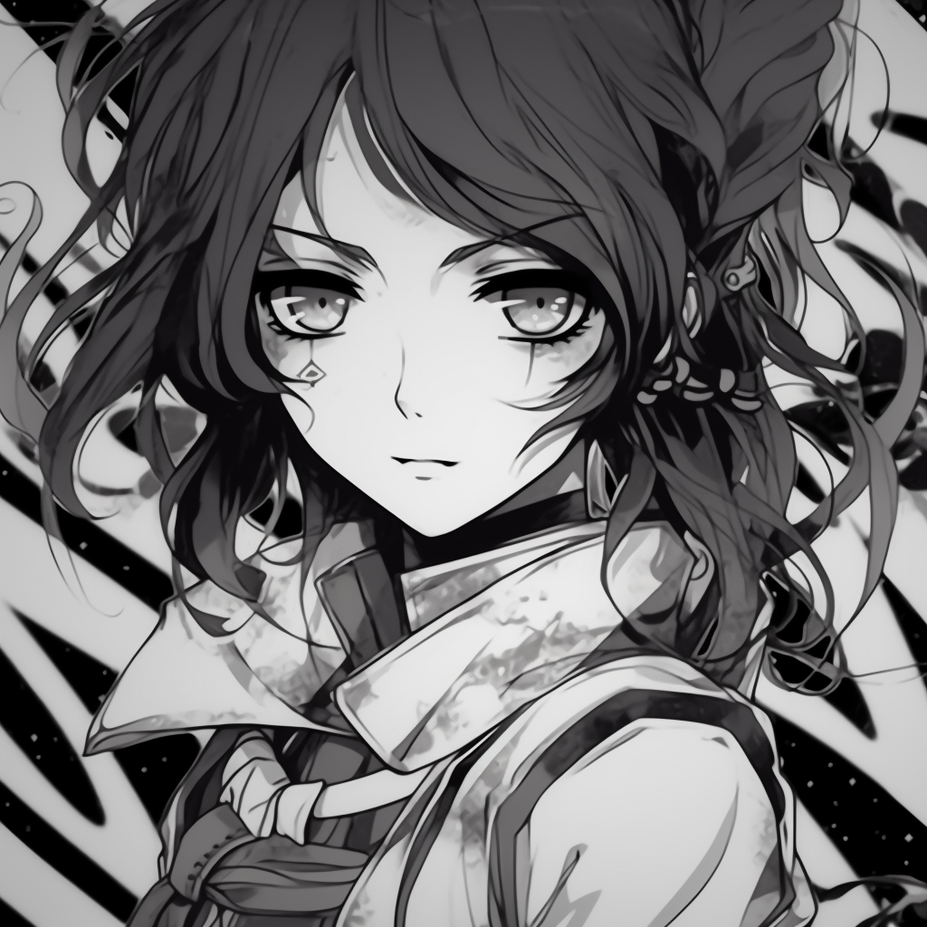 Attack on Titan's Eren, his intense expression and features highlighted in a simple black and white palette. vintage anime black and white pfp