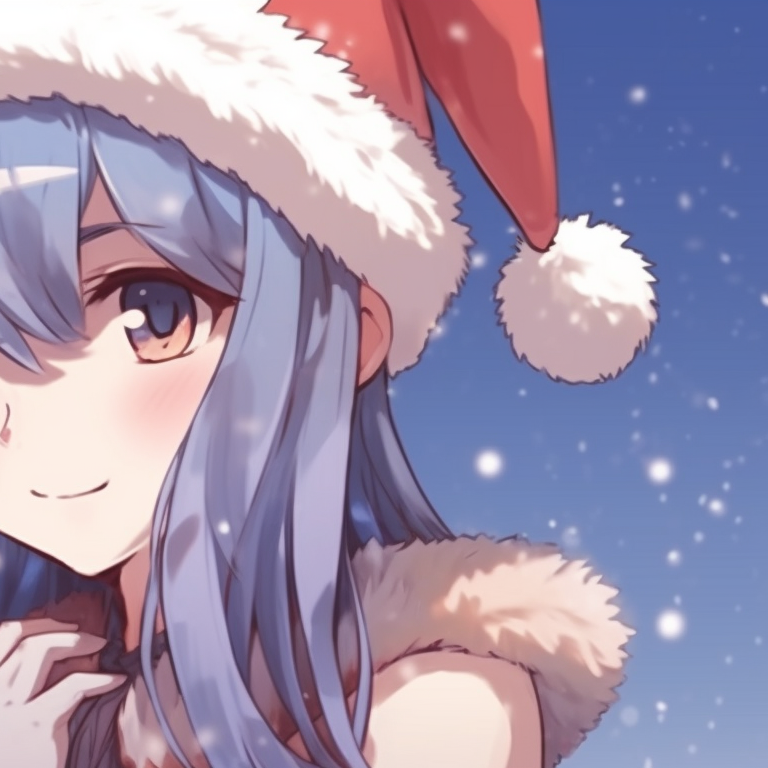 Two characters in festive outfits, bold colors and playful expressions, engaged in a friendly candy cane duel. aesthetic matching anime christmas pfp designs pfp for discord.