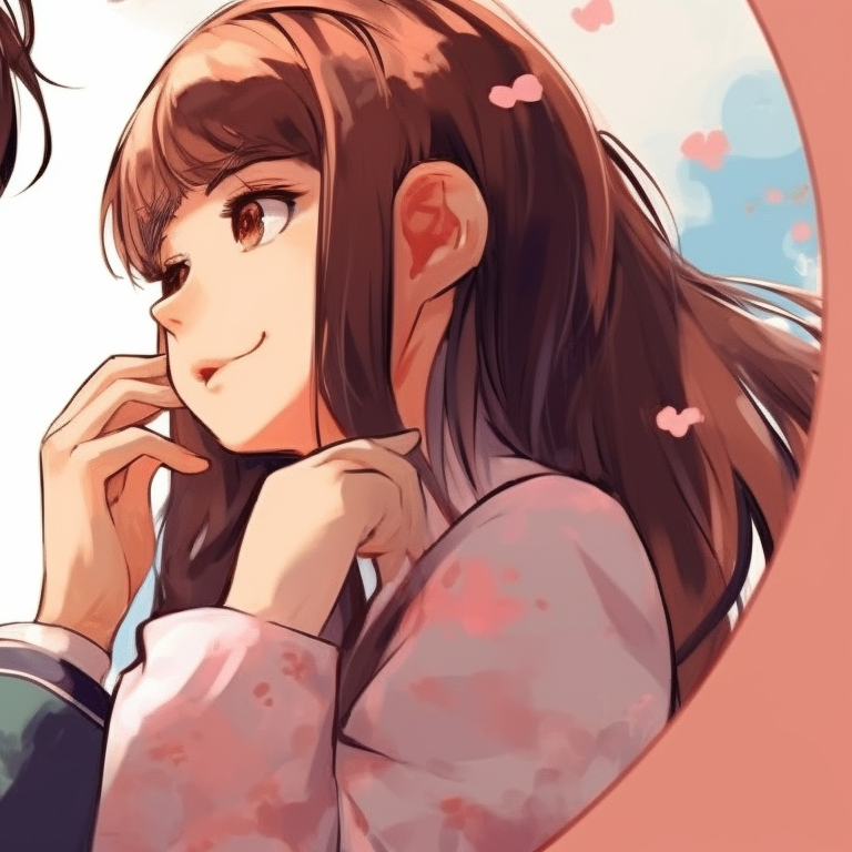 Two characters at sunset, warm hues and calm postures. fun cute matching pfp for couples pfp for discord.