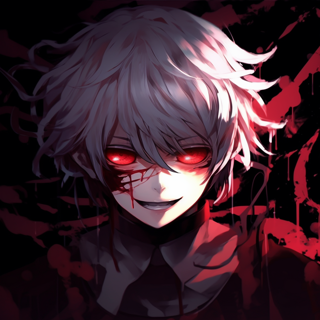 Tokyo Ghoul's Kaneki, monochrome colors with red accents. character insights for crazy anime pfp pfp for discord.
