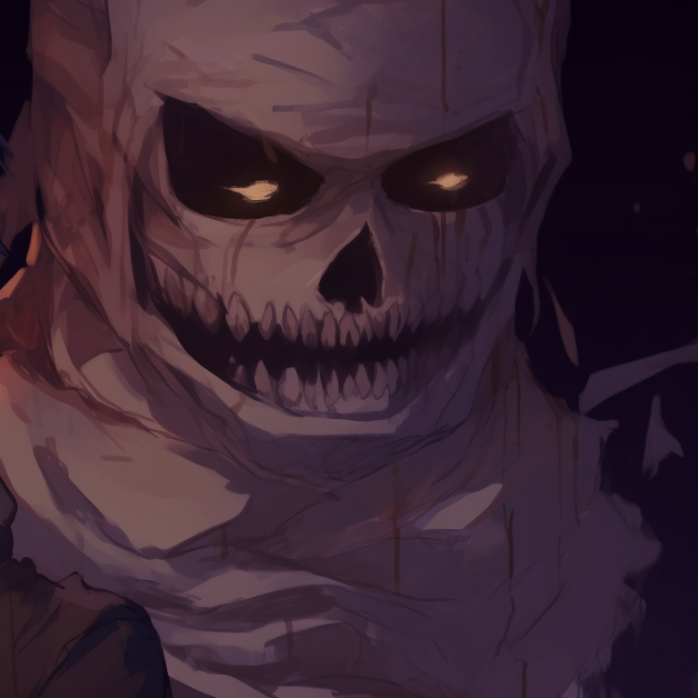 Two characters in hushed conversation, Halloween-themed attire and gloomy atmosphere. halloween special aot matching pfp pfp for discord.