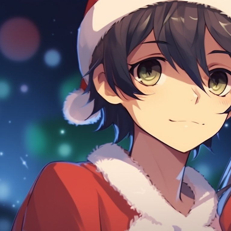 Two characters, one holding a candy cane, contrasting expressions, festive and bright colors. ideal christmas pfp matching themes for school pfp for discord.