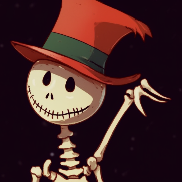 Two skeleton characters, holding hands, wrapped in Christmas lights. cute skeleton matching christmas pfp pfp for discord.