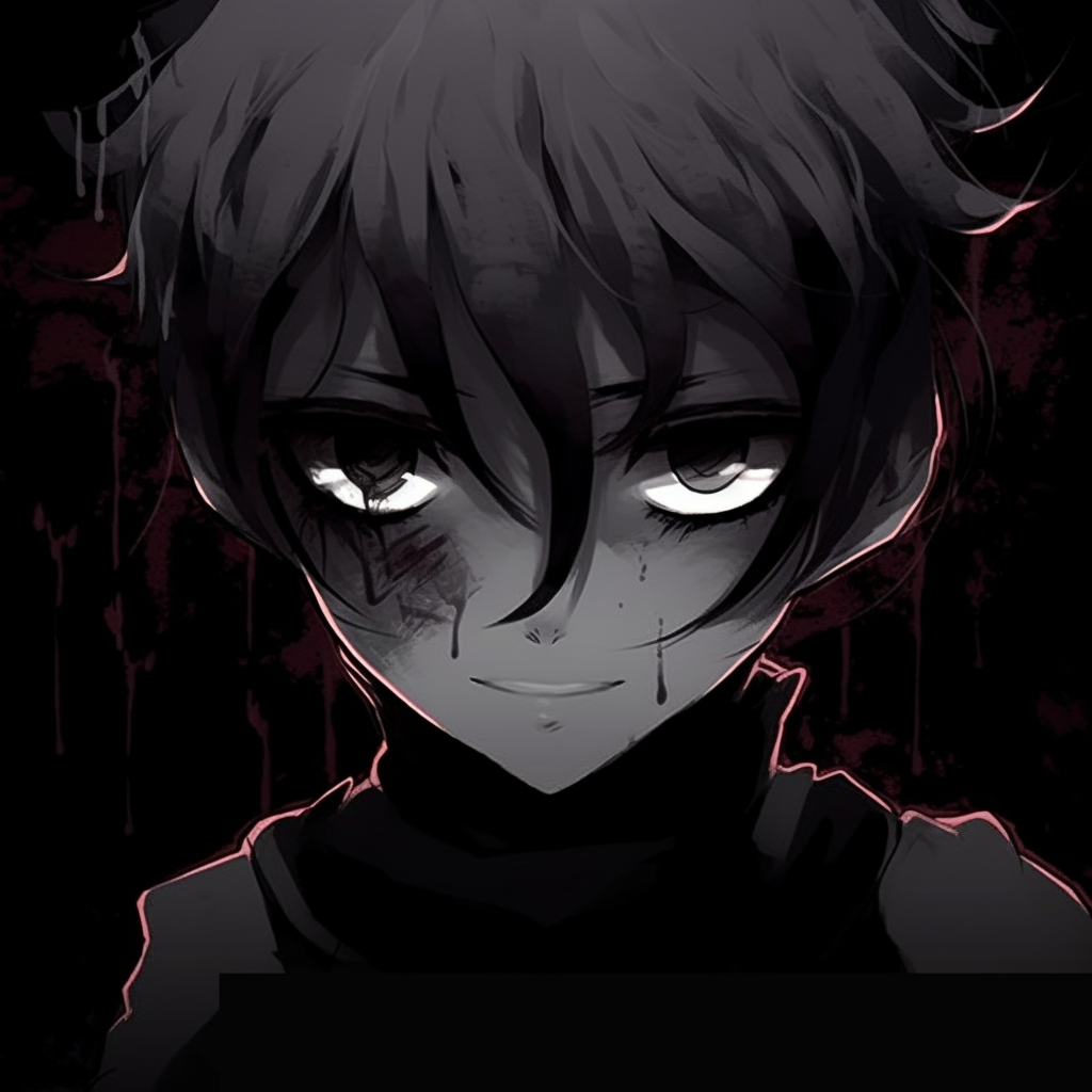 Portraying a shinigami boy heavily shaded, stark contrast and bright eyes. crazy anime pfp boy portrait tips pfp for discord.