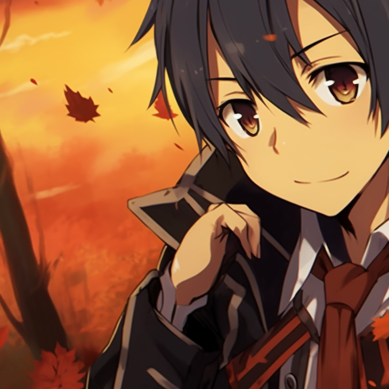 Kirito and Asuna portrayed under a dimly-lit pumpkin moon, the colors set a Halloween night mood. sword art online characters kirito and asuna halloween matching pfp pfp for discord.
