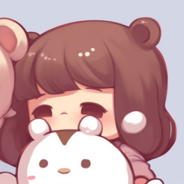 Two characters under cherry blossom tree, a mix of pinks and whites with a focus on romantic ambiance. cute milk and mocha pfps collection pfp for discord.
