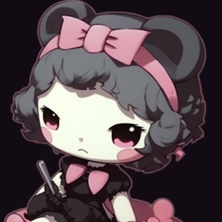 My Melody and Kuromi in dynamic poses, emphasizing power dynamics and vivid colors. classic my melody and kuromi pfp matching pairs pfp for discord.