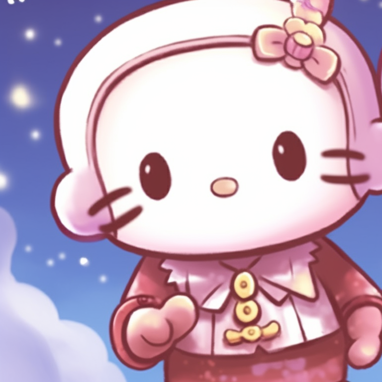 Hello Kitty and her friends in an adventurous scenario, detailed design and vivid colors. adorable matching hello kitty pfp pfp for discord.