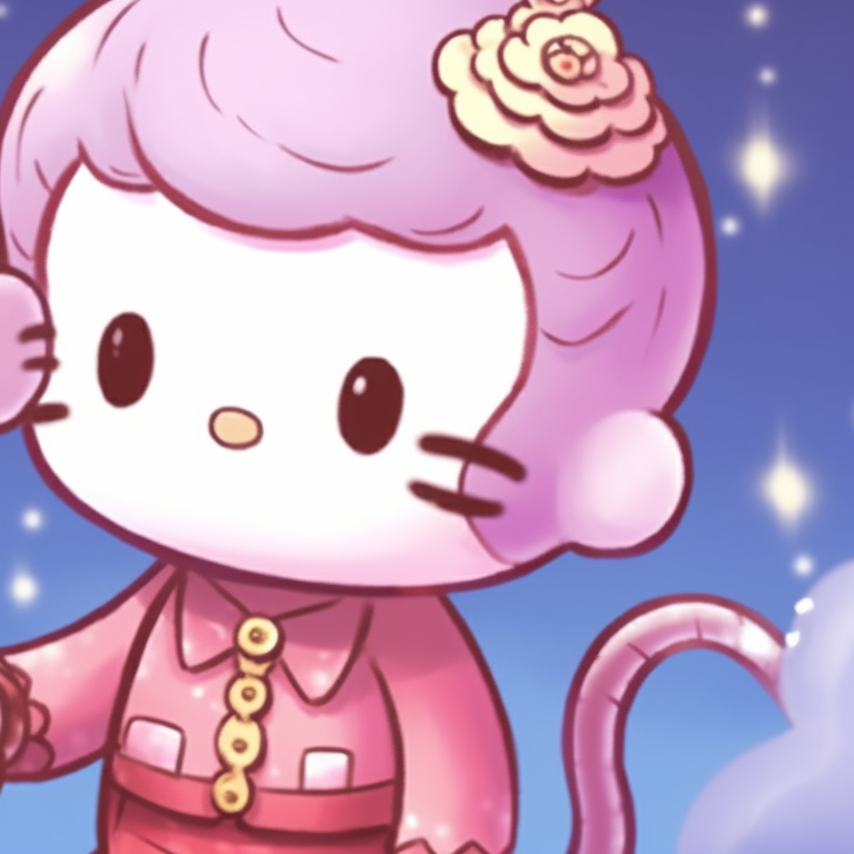 Hello Kitty and her friends in an adventurous scenario, detailed design and vivid colors. adorable matching hello kitty pfp pfp for discord.