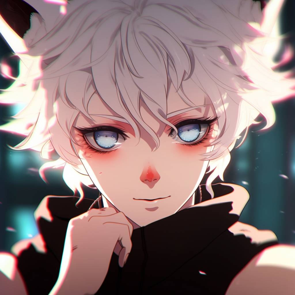 Close up of a Neko girl in a playful pose, high contrast and smooth outlines. anime girl pfp in high quality