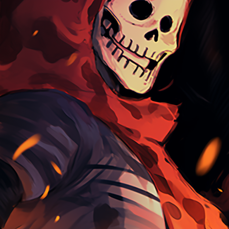 Two characters in battle stances, intense expressions and bold strokes. one piece halloween themed matching pfps pfp for discord.