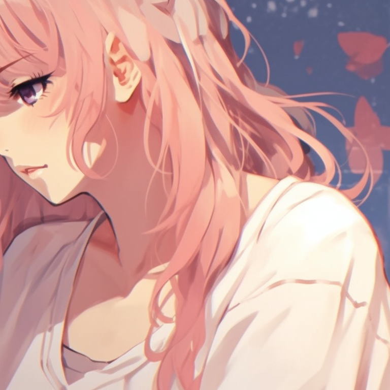 Two characters silhouette against a sunset, warm colors and bold outlines. anime pfp matching of lovebirds pfp for discord.