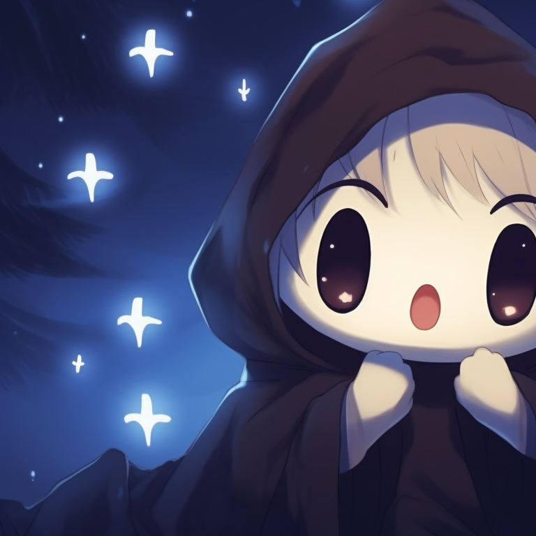 Two ghost characters under a starry Christmas night, deep blues and twinkling highlights. matching christmas pfp ghost icons pfp for discord.