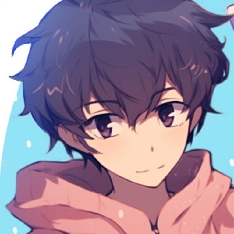 Two characters in fluffy winter garments, clean lines, and cool colors. adorable cute couple matching pfp pfp for discord.