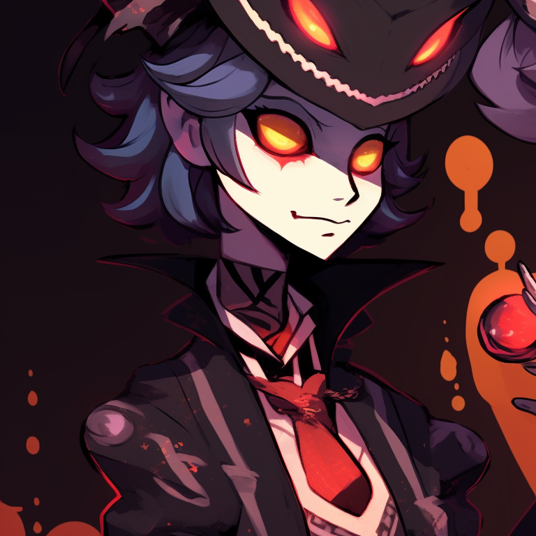 Stolas as a vampire, Blitzo as a werewolf, deep contrast and gothic architectural background. helluva boss halloween matching pfps pfp for discord.