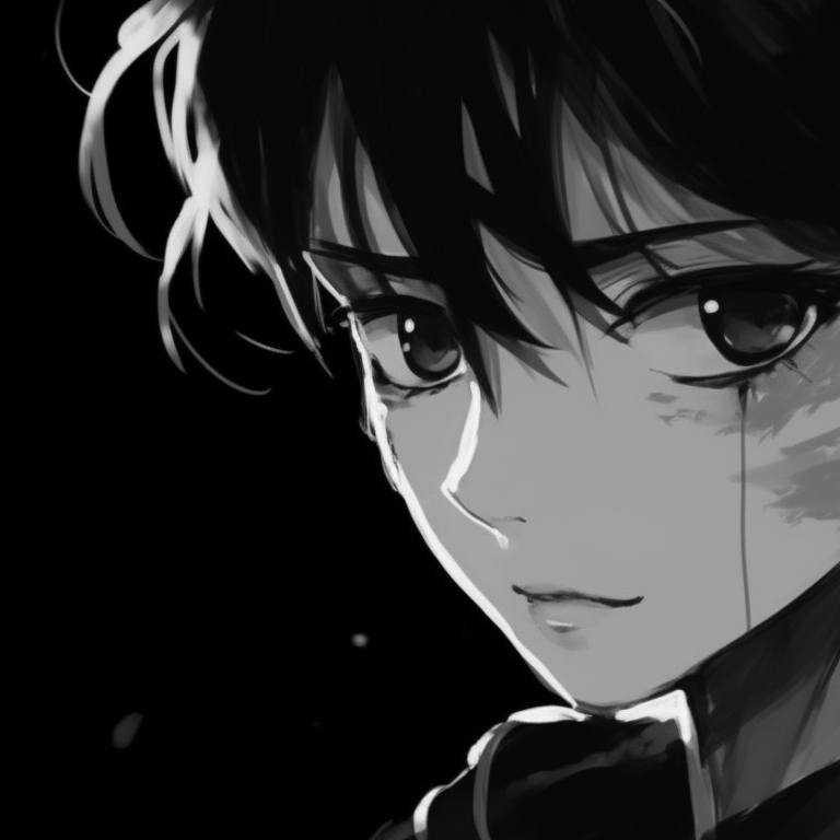 Two characters in an evocative setting, smooth gradient between black and white, twilight backdrop. black and white matching pfp ideas pfp for discord.