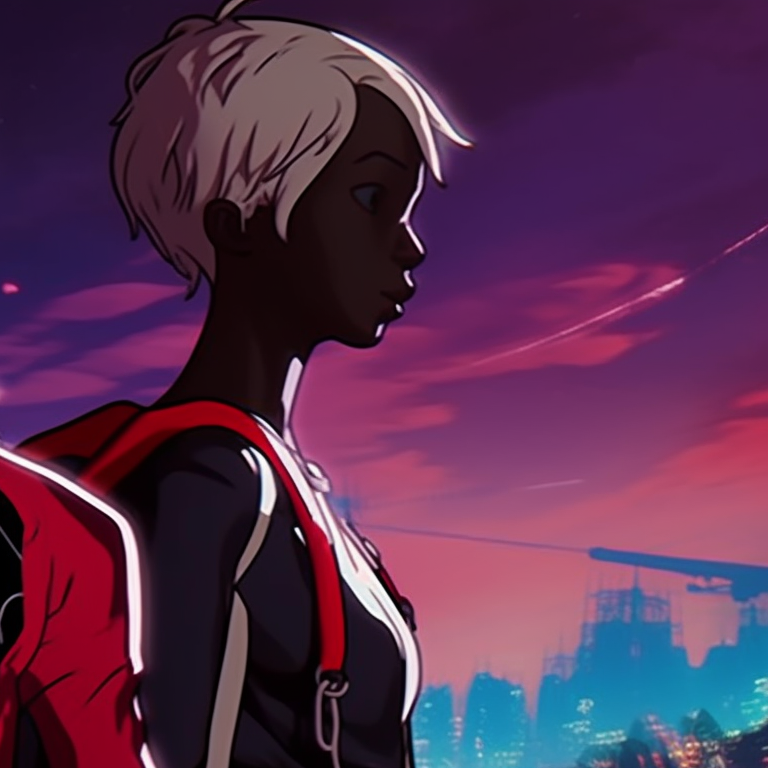 Miles Morales and a friend, dressed in Halloween costumes, walking together under a haunted moon. miles morales halloween themed pfps pfp for discord.