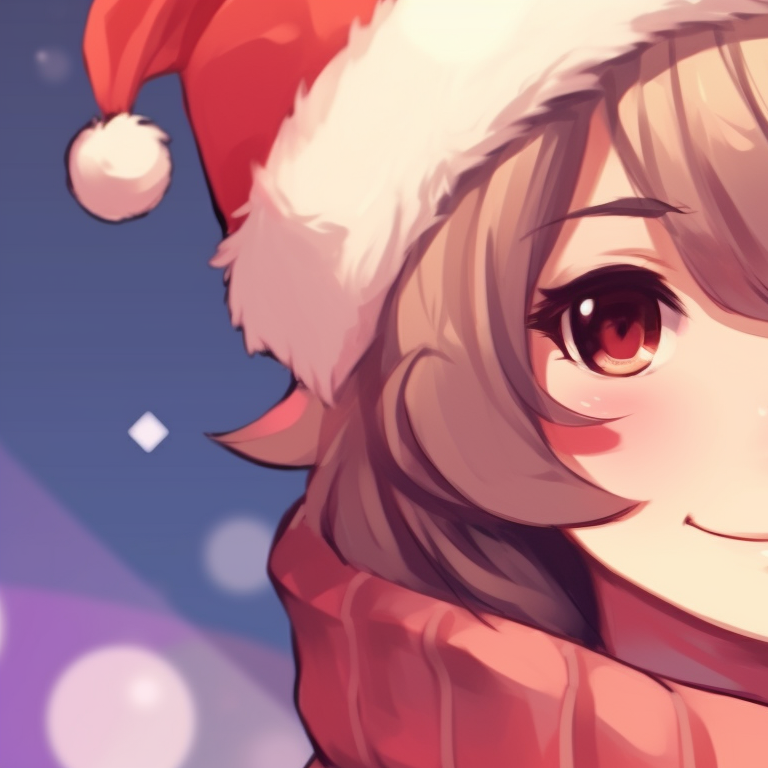 Two characters in a snowy landscape, with soft illumination and festive clothes. stylish matching aesthetic pfp for christmas pfp for discord.