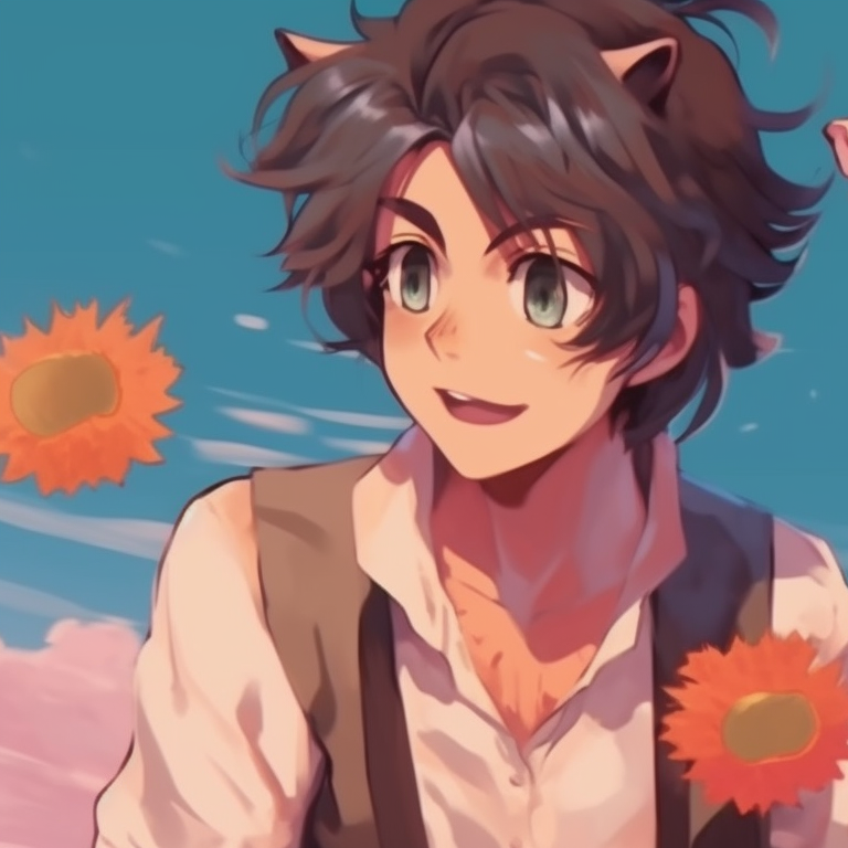 Two characters hiking through autumn leaves, warm tones and lively expressions thematic pfp pictures for best friends pfp for discord.