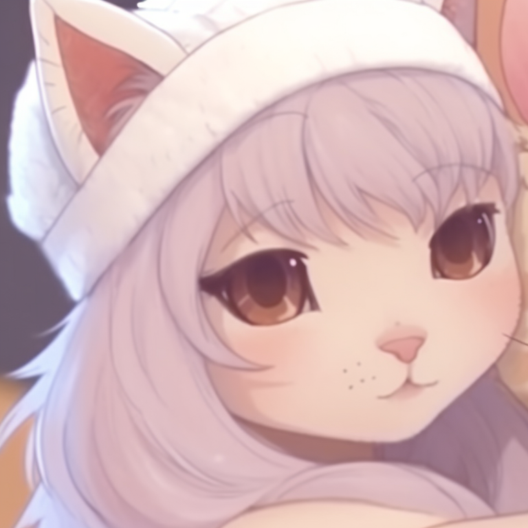 Two characters in detailed cat costumes, vivid colors with intricate designs. cute cat matching pfp styles pfp for discord.