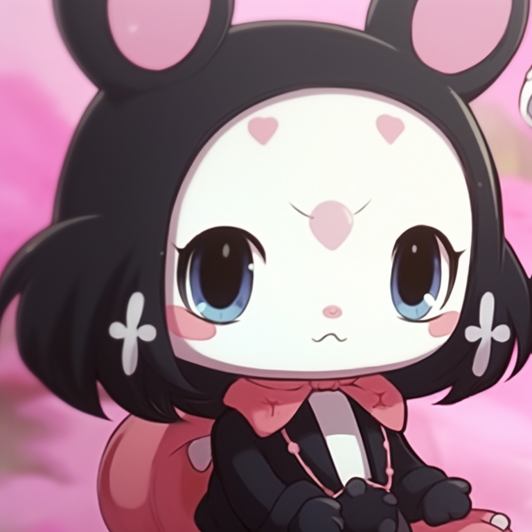 My Melody and Kuromi side-by-side, bold outlines and cheerful expressions. kawaii my melody and kuromi matching pfp for friends pfp for discord.