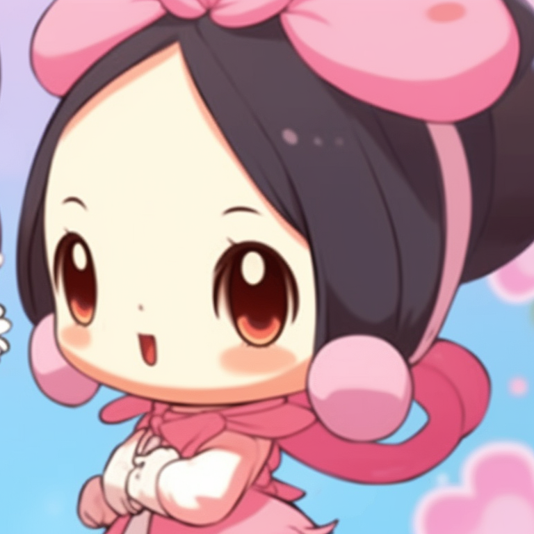 My Melody and Kuromi, bright background and dynamic poses, ready for an adventure. best collection of my melody and kuromi pfp match pfp for discord.