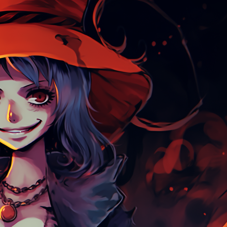 Two characters in monstrous forms, high contrast and sharp lines. one piece halloween themed matching pfps pfp for discord.