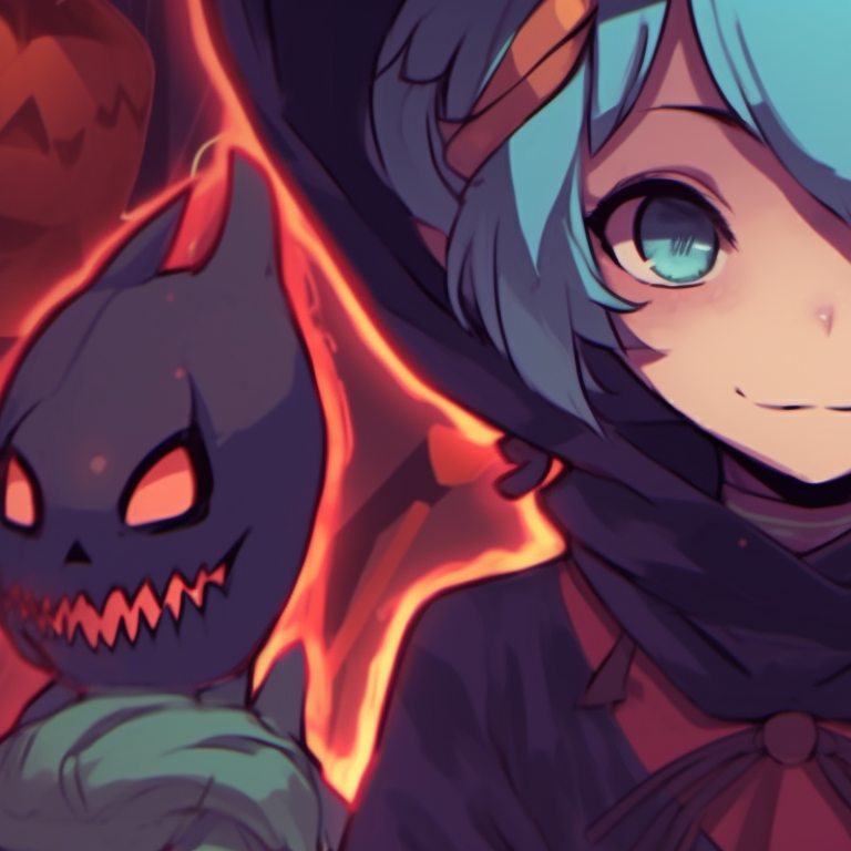 A group of three characters embodying Halloween tropes, vivid colors and playful expression. matching halloween trio pfp pfp for discord.