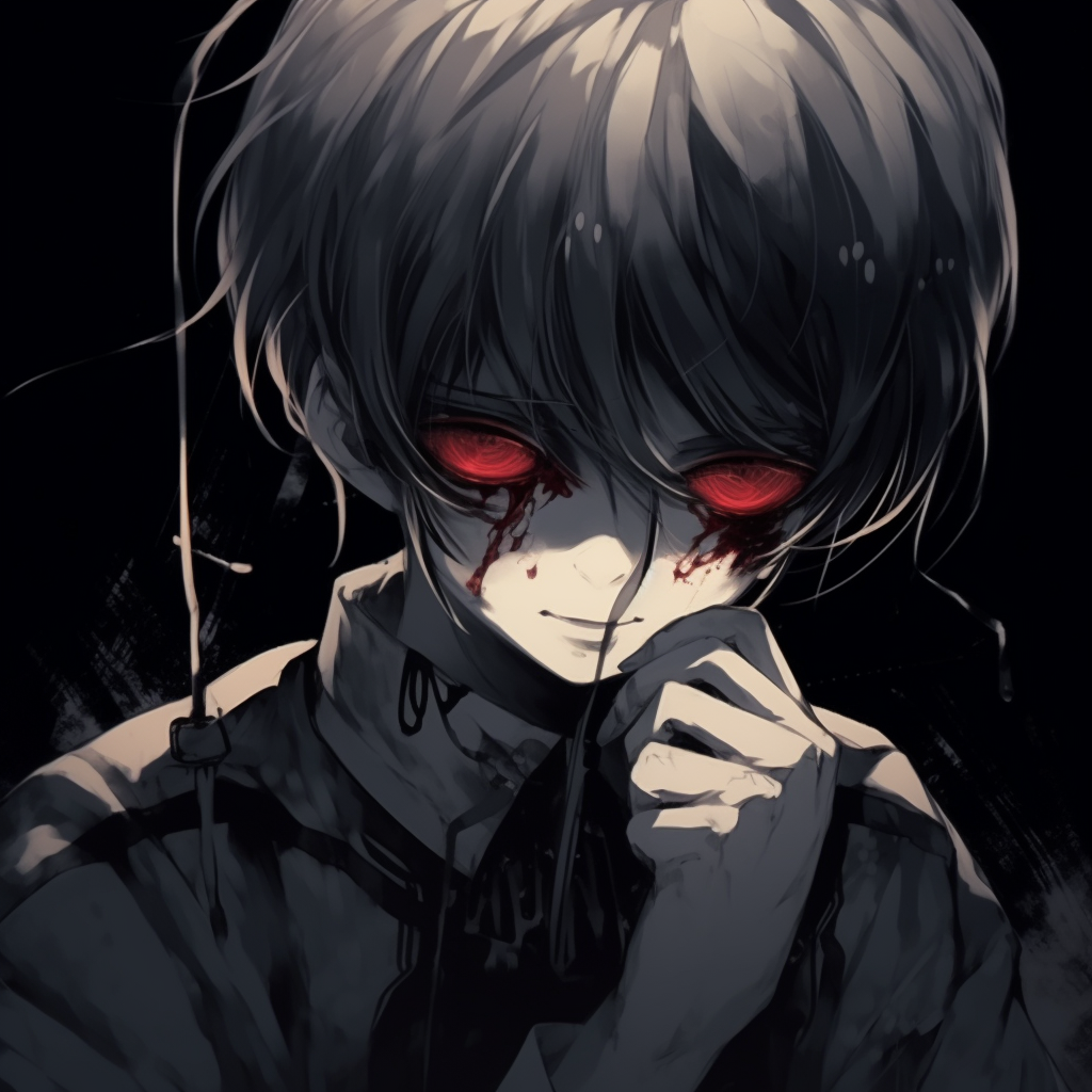 Tokyo Ghoul's Kaneki, sinister aura with contrasting colors. edgy anime pfp memes