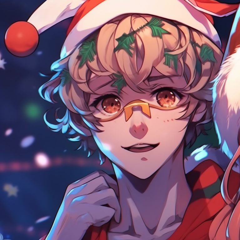 Two characters wearing reindeer antlers, playful expressions and vibrant outfits. matching cool christmas pfp ideas pfp for discord.