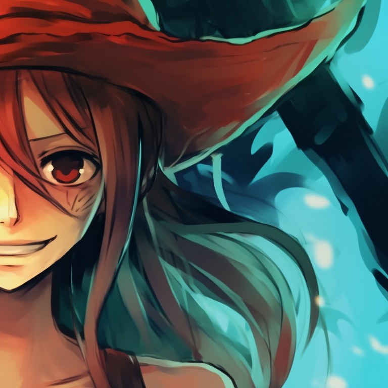 Luffy and Nami posing fearfully, against a haunted ship backdrop, in muted tones. one piece halloween matching pfp pfp for discord.