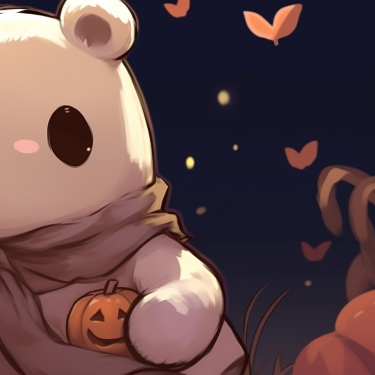 Two bear characters dressed in Halloween costumes, highly saturated, playful expressions. milk and mocha bear matching profile picture halloween theme inspiration pfp for discord.