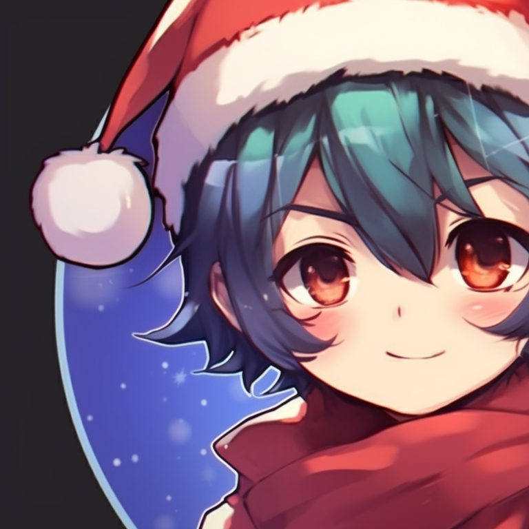 Two catboy characters at a snowy setting, stylish winter outfits and bright contrasting colors. catboy inspired matching christmas pfp pfp for discord.