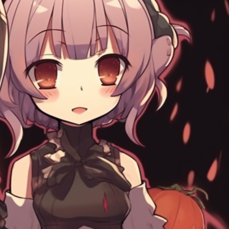 Obanai and Mitsuri in Halloween costumes, strikingly detailed with bold colors perfect obanai and mitsuri matching halloween pfp pfp for discord.