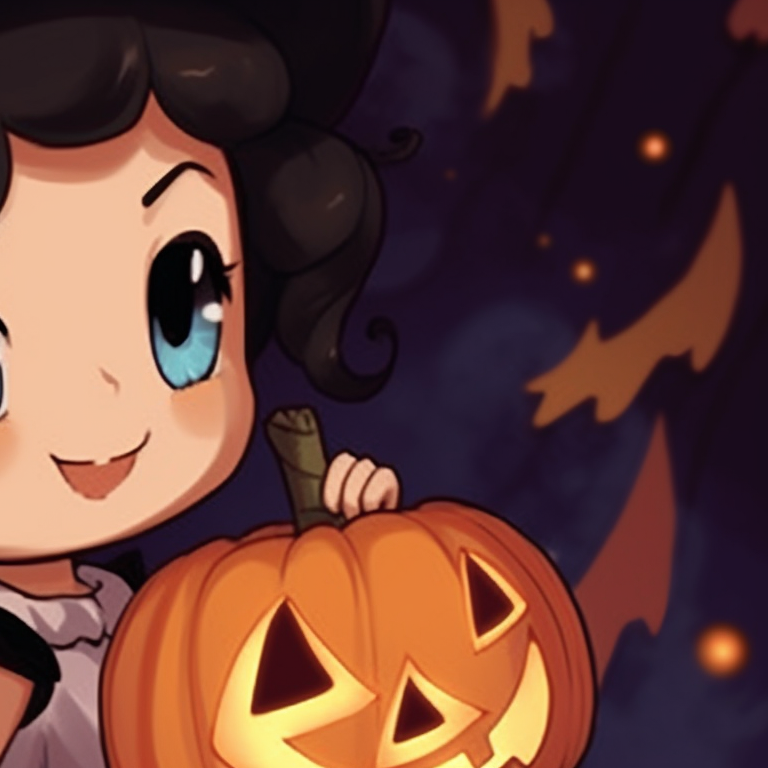 Two characters, Halloween magical theme, strong lines and contrasting colors. cute disney halloween matching pfps pfp for discord.