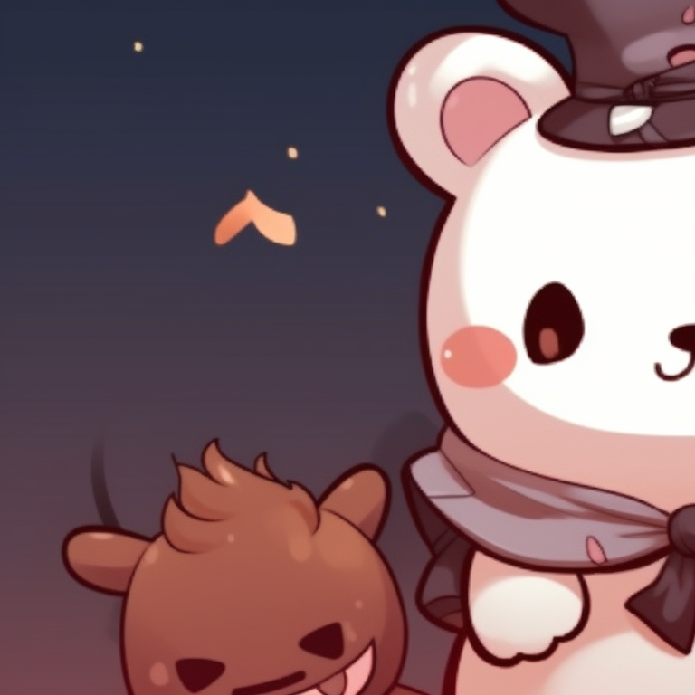 Matching characters under a twilight sky, scattered candy corn and pumpkin details in the background. creative halloween theme ideas for milk and mocha bear matching pfp pfp for discord.